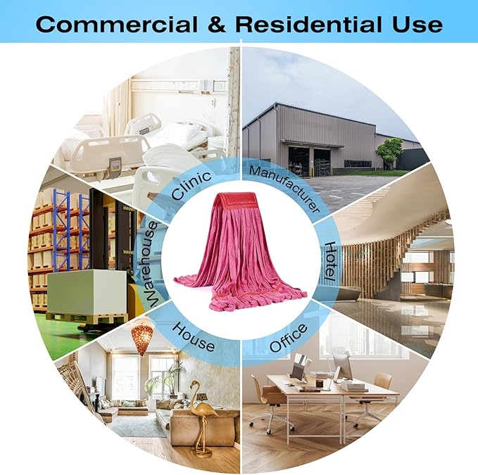 Matthew Cleaning Microfiber Tube Mop(LargeRed3Pack) Heavy Duty Mop Head ReplacementExcellent AbsorbencyPremium launderabilityReusableLoop end for HomeCommercial and Industrial Use