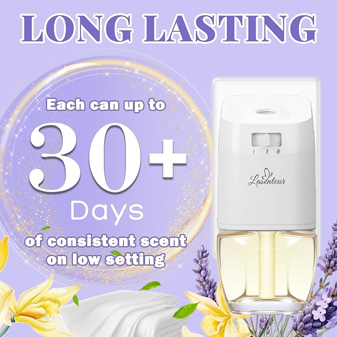 Plug In Air Fresheners for Home – 12 Pack Scented Refills with 1 Plug In Warmer – Linen Lavender Vanilla Long Lasting Fresh Air Freshener Odor Eliminator for Bathroom Room House