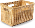 The Basket Lady Tall Rectangular Wicker Storage Basket Medium 20 in L x 13 in W x 11 in H Sandstone