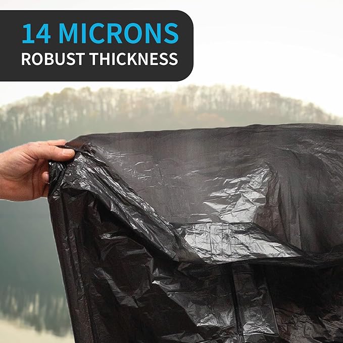 Black Garbage Bags Made in USA 40-45 Gallon Light Duty Durable Unscented High Density Industrial and Commercial Use for Lawn Leaf No Ears No Ties Bulk 250 Count