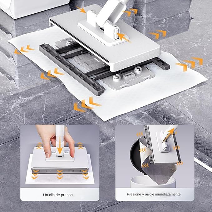 Genérico Dust Mop – Cleaning Tool with 360 Degree Rotating Head | Flat Floor Mop with 2 Reusable Pads for Tile and Laminate Floors in Home Bedroom Kitchen