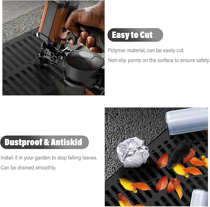 Drainage Channel Grating Cover for Outdoor Trench Floor Gutters Rectangular Drainage Grate for Garage Farm Car Parks Storm Drain Channel (50x25x2cm)