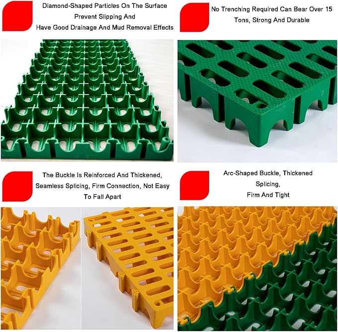 Trench Drainage GrateDrain Covers OutdoorInterlocking Floor Tiles 40x40x1.8cm 11000 LBS Load Capacity Multicolor Multiple Package Sizes(Black8 pieces)