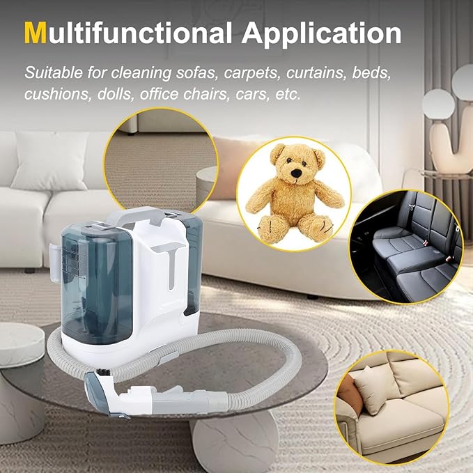 Carpet Cleaner Machine 2 Water Portable Handheld Carpet Cleaner 450W for Sofa (US Plug 110V)
