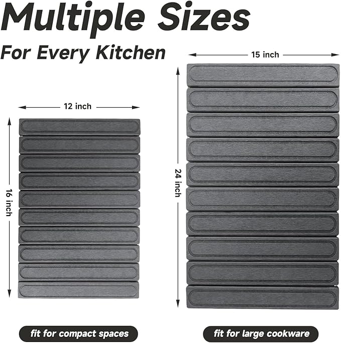Foldable Stone Drying Mat for Kitchen Counter 24x15 Quick Dry Diatomaceous Earth Dish Drying Mat Multipurpose Counter Protector Heat-Resistant &amp Non-Slip Easy to Clean (Light grayOval)