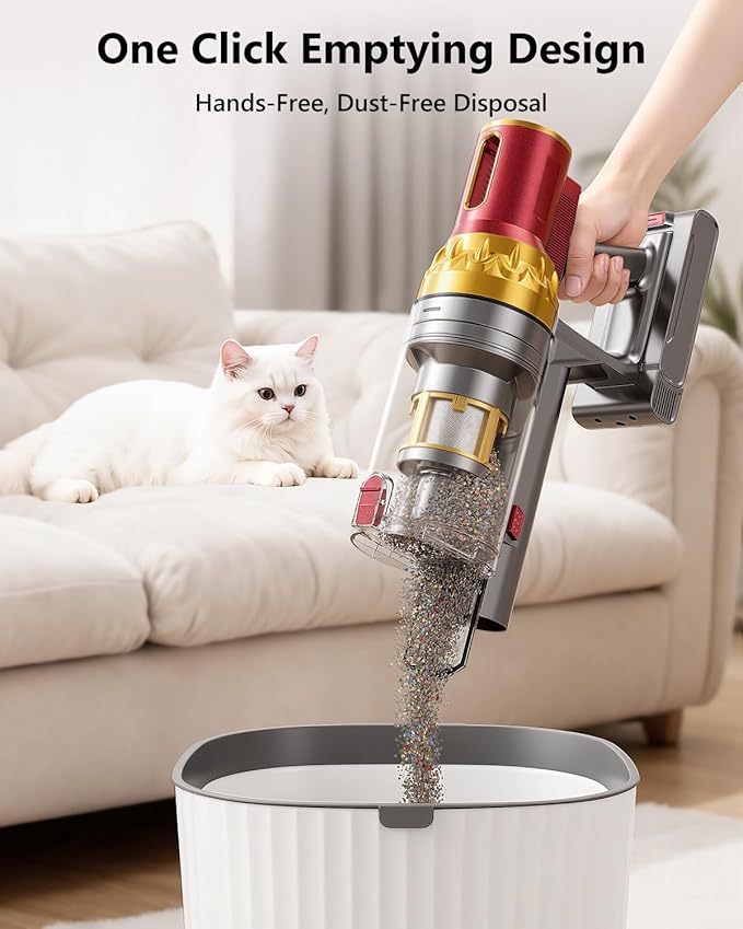 Cordless Vacuum Cleaner 580W 48Kpa 65Mins Vacuum Cleaner for Home Stand-Free Stick Vacuum OLED Display Auto Scrap Dust Tech Lightweight Anti-Tangle Vacuum Cordless for Woodfloor Carpet Pet Hair