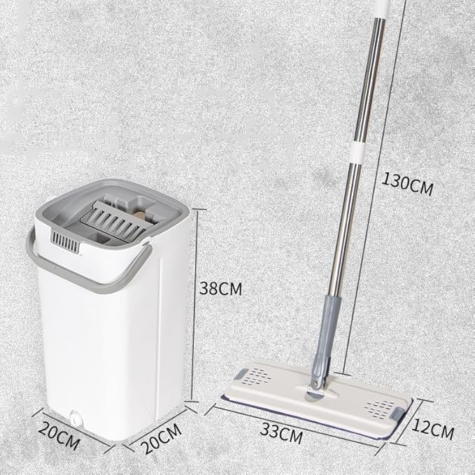 Hand Free Flat Mop for Household Washing Dry and Wet Dual-Purpose with Bucket