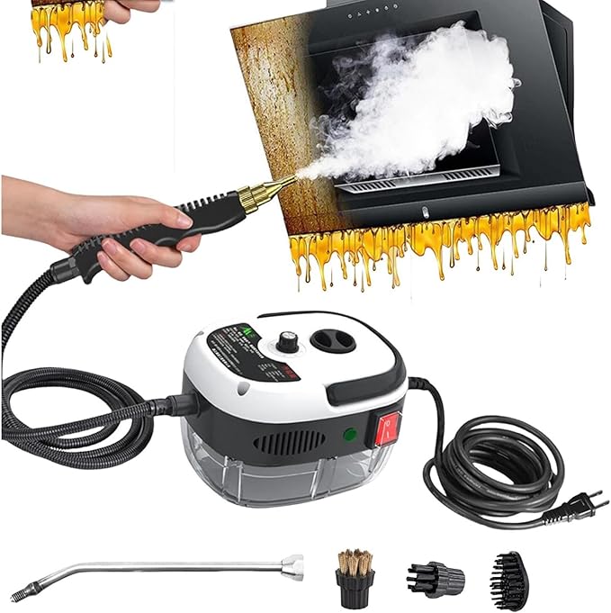 2500W Handheld Steam Cleaner Portable High Temperature Pressurized Steam Cleaner Carpet Steam Cleaner with Brush Heads High Pressure Steamer Mini Power Cleaning Steamer for Furniture Bathroom Car