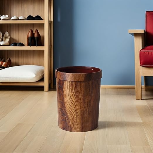 COHEALI Vintage Retro Trash Bucket 22X28Cm Imitated Solid Wood Wastebasket for Living Room Bedroom Home Storage