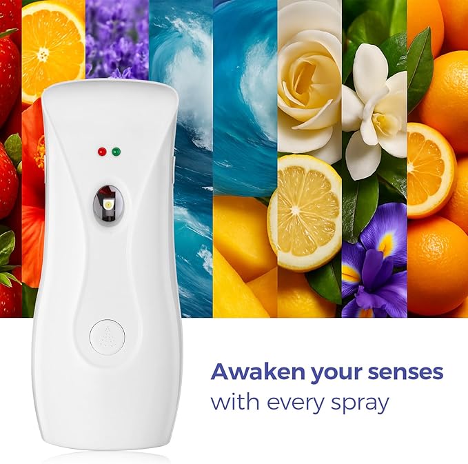 4-Pack Automatic Air Freshener Dispensers Aerosol Spray Machines Wall Mounted or Freestanding Adjustable Timer for Scent Release in Bathroom Office Commercial &amp Home – White