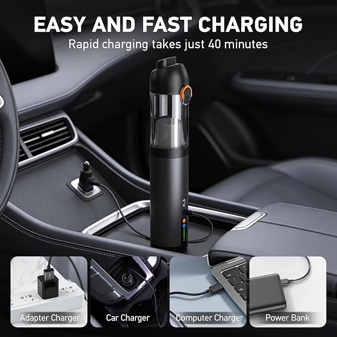 Car Vacuum Portable Cordless18000Pa 4in1 Portable Handheld Cleaner Vacuum &ampAir Duster 2 Suction Modes Power Blowing&ampInflating Brushless Motor Vacuum with Multi Nozzles for CarKeyboards Off