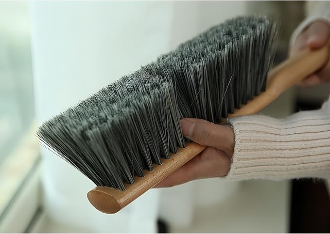 Soft Bristle Hand Brush Wooden Handle for Woodworking Shop Bench Sawdust Removal Non-Scratch 14 Inch Long (2pcs Brown)