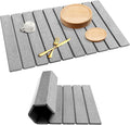 Grey Stone Drying Mat for Kitchen Counter Foldable 24 x 16 Diatomaceous Earth Dish Drying Mat Quick-Dry and Absorbent Mat for Dishes Bottles Cups Bathroom or Countertops