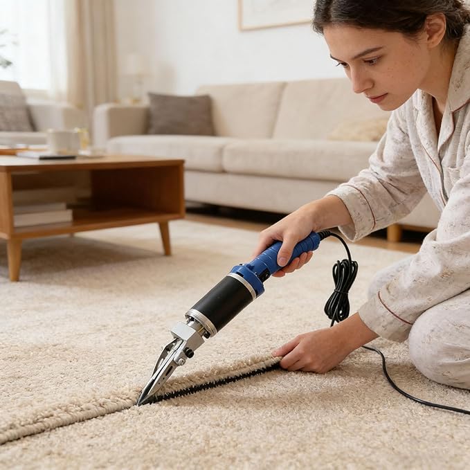 Electric Carpet Trimmer - Adjustable Speed Tufting Rug Carving Scissors Interchangeable Blade Fabric Edge Cutter Thread Trimmer Tool for Home &amp Light Professional Carpet Care