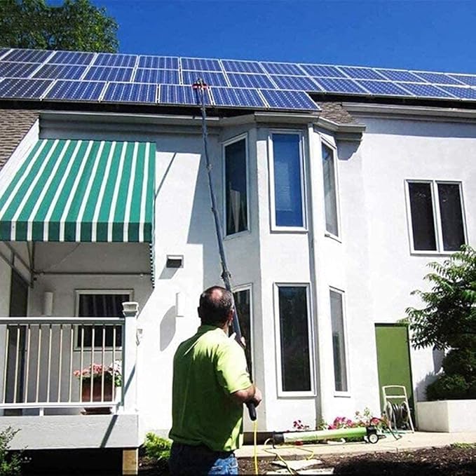 Glass Cleaning Brush Home Water Fed Telescopic Pole Kit Solar Panel Brush Rotating for Photovoltaic Panel-11M Cleaning Photovoltaic and Solar Panels Window Cleaning Pole Water Fed Water/Hos