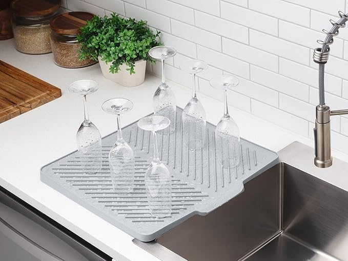 WeatherTech DishMat Drain- 16 x 18 Drip Dry Hand-Washed Dish Drying Mat Pebble