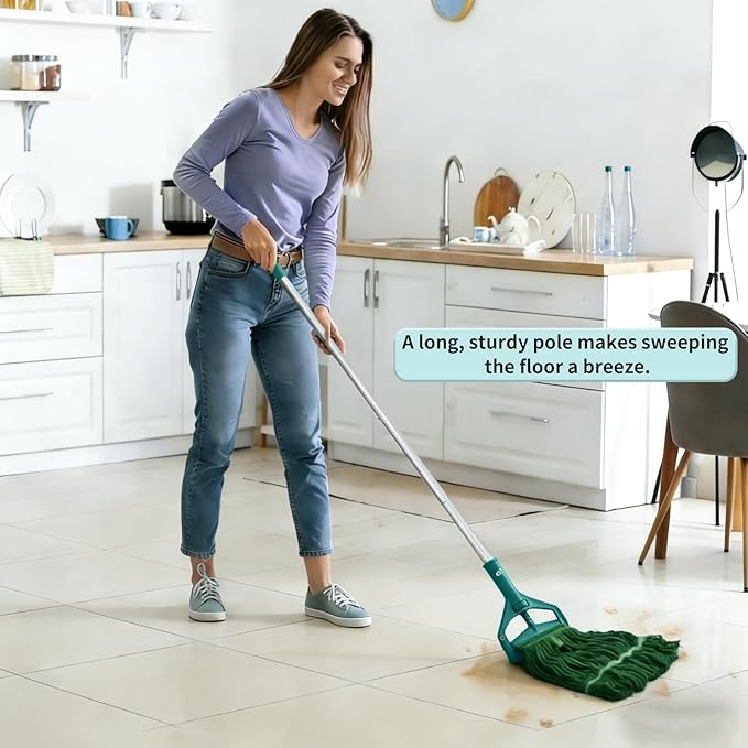 mop Holder Replacement mop Stick mop Handle Commercial Industrial mop Handle Suitable for Cotton and Fiber mop Heads with Threaded Clamping Device Aluminum Handle palo para trapeador