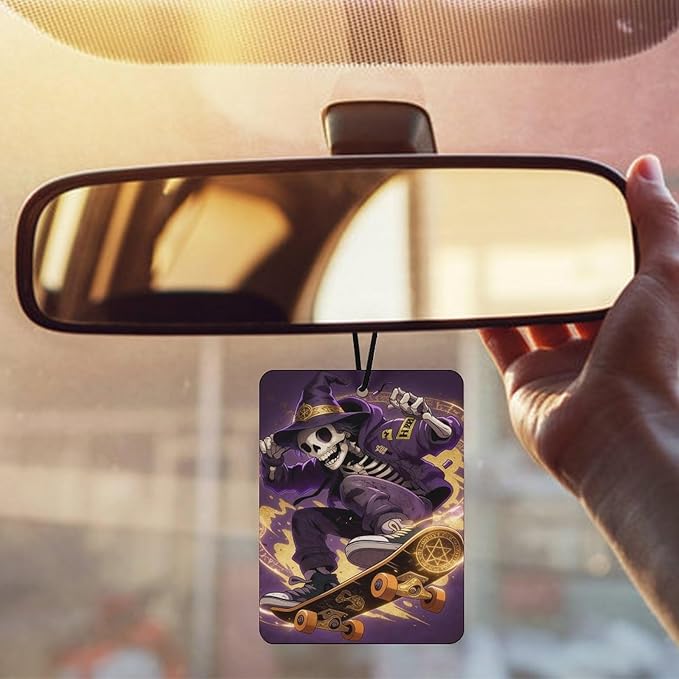 5PCS Car Air Freshener Hanging Personalized Double Sided Wizard Skull Car Fresheners Long Lasting New Cars Scents Cute Automotive Freshies for Closets Drawers (tea)