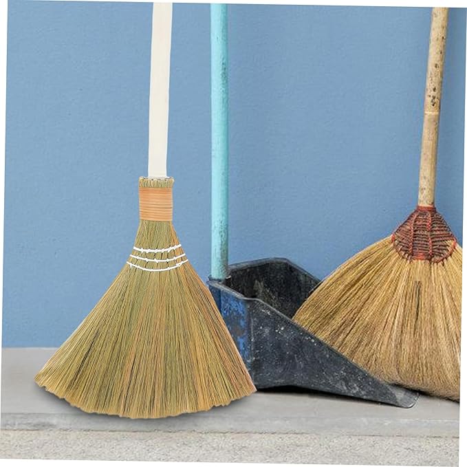PRETYZOOM 2pcs Elegant Handmade Soft Bristle Broom Removable Handle Small Whisk Broomstick for Living Multipurpose Cleaning Tool