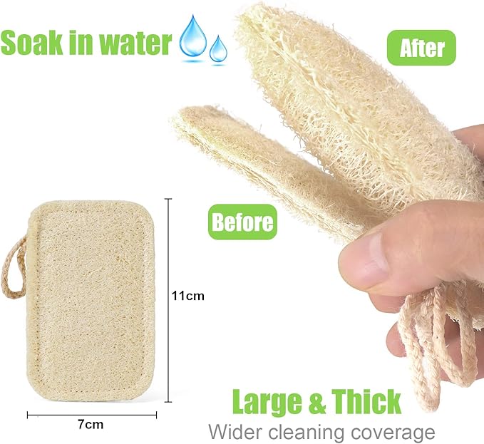 Natural Loofah Kitchen Sponges 20 PCS Natural Sponge for Dishes Cleaning 100% Biodegradable Compostable Vegetable Eco Friendly Sponges Non-Scratch No Odor Scrubber