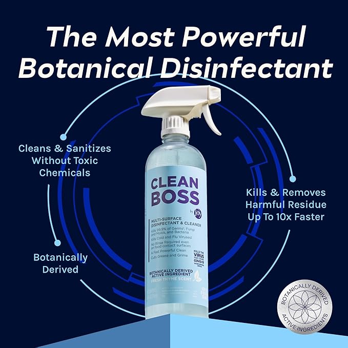 CleanBoss Eat Cleaner Triple-Action Fruit &amp Veggie Wash (12 oz Pack of 3) Botanical Disinfectant Multi-Surface Cleaner (24 oz Pack of 2)