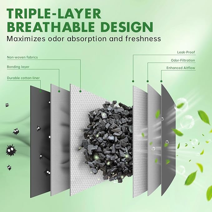 Activated Charcoal Odor Eliminator for Strong Odors 100% Bamboo Charcoal Bags Natural Odor Absorber for Home Car Closet and Pet Areas Natural Freshener (100g*10 Pack)