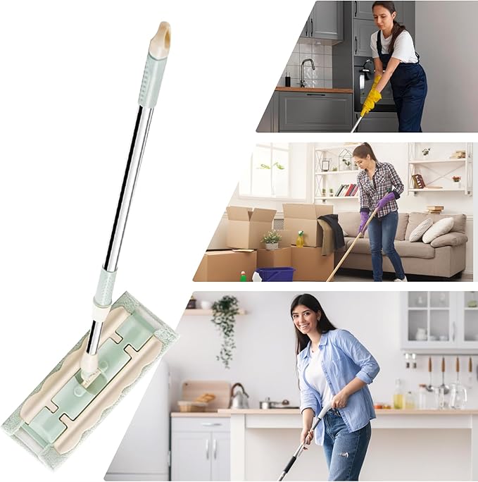Floor Cleaning Mop 90x38x15cm ABS Stainless Steel Hardwood Cleaner for Home Sanitation Dust Removal Kitchen Tiles Laminate Wet Mopping Sweeping