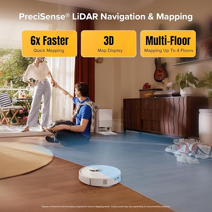 roborock Qrevo S5V Robot Vacuum and Mop FlexiArm Edge Mopping 12000Pa Suction Dual Zero-Tangle System Smart Obstacle Avoidance 10mm Mop Lifting Auto Mop Washing &amp Warm Air Drying White