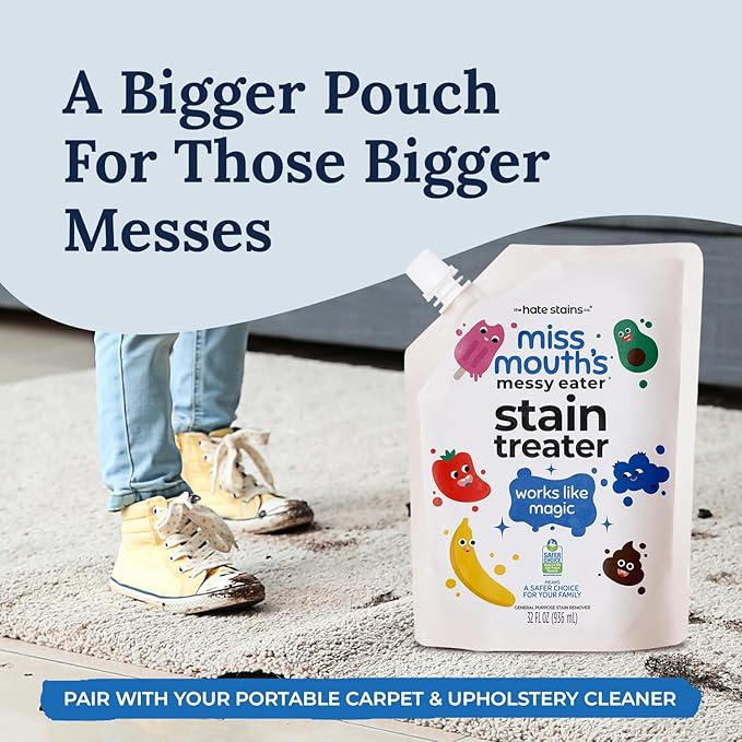 Miss Mouth's Messy Eater Stain Treater Spray - 16oz 2 Pack Stain Remover and 32oz XL Refill Pouch