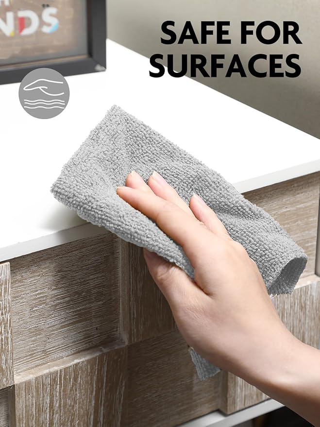 Fantasticlean Microfiber Cleaning Cloth Roll -90 Pack Tear Away Microfiber Towels 12 x 12 Reusable Washable Lint Free Ultra Absorbent Dishcloth for All-Around Cleaning Supplies (Grey)