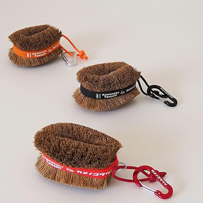 Natural Palm Tawashi OBI - Set of 2 - Red - Premium Coconut Fiber - Scrubber for Cleaning Kitchen Bath and Shoes - Made in Japan