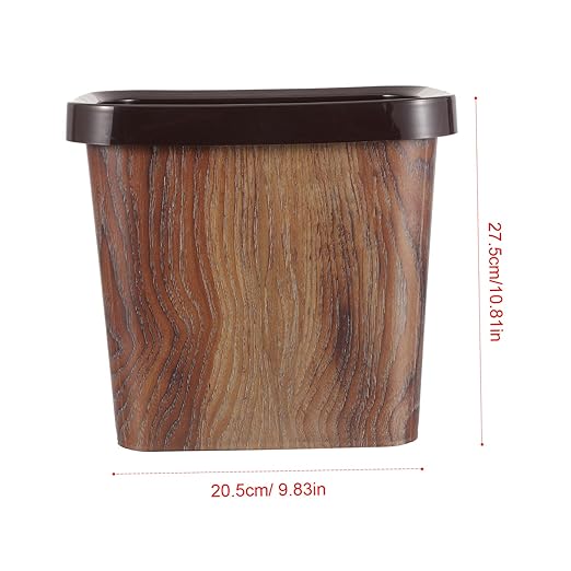 Imitation Wood Grain Trash Can Press Ring Vintage Plastic Wastebasket for Kitchen Living Room and Bathroom Decorative 8 Gallon Garbage Container