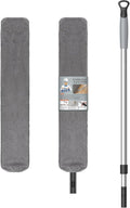 MR.SIGA Flexible Microfiber Long Duster for Gap Cleaning Stainless Steel Adjustable Handle Washable Gap Cleaning Duster Gray