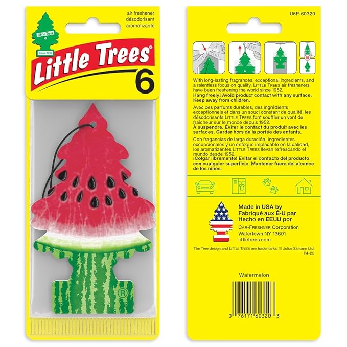 LITTLE TREES Car Air Freshener | Hanging Tree Provides Long Lasting Scent for Auto and Home | 24 Air Fresheners |Watermelon