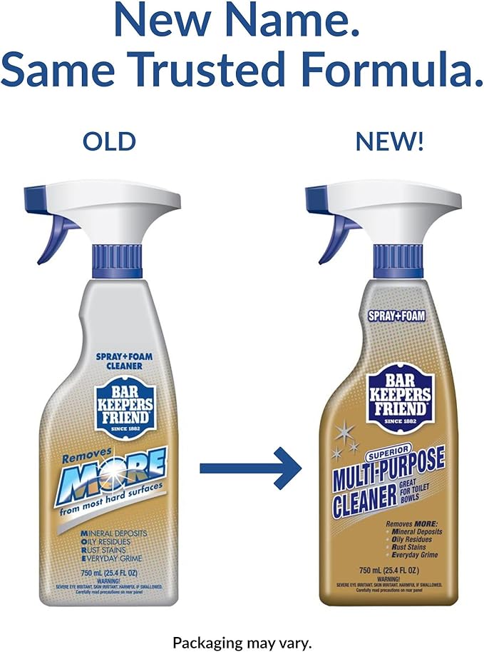 Bar Keepers Friend Soft Cleanser (26 oz) MORE Spray + Foam (25.4 oz) Multipurpose Cleaner Bundle Stain &amp Rust Remover for Multi Surface Bathroom Kitchen &amp Outdoor Cleaning