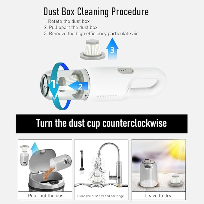 Cordless Vacuum Cleaner Powerful Suction Wet Dry Vacuum Cleaner with Mop 400ml Dust Box for Pet Hair (White)