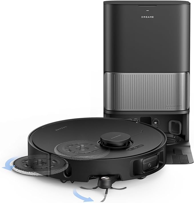 DREAME L40s Ultra Robot Vacuum and Mop Auto-Empty Mop Self-Cleaning 19000Pa Suction 100% Detangling DuoBrush Extending Mops and Side Brush 40mm Obstacle Clearing App &amp Voice Control (Black