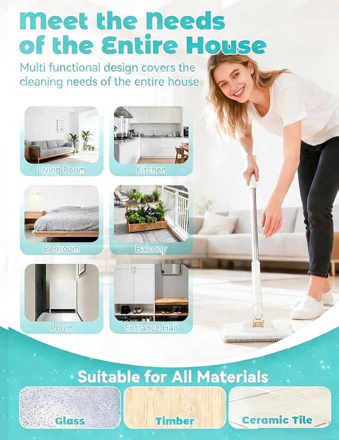 Mini Mop Cloth Changing Mini Mop with 180° Rotating Head Lazy Mops Automatic Gripping Portable Self-Squeeze Small Mops Wet &amp Dry Cleaning for Floors Tile Ceiling (with 10 Cloths)