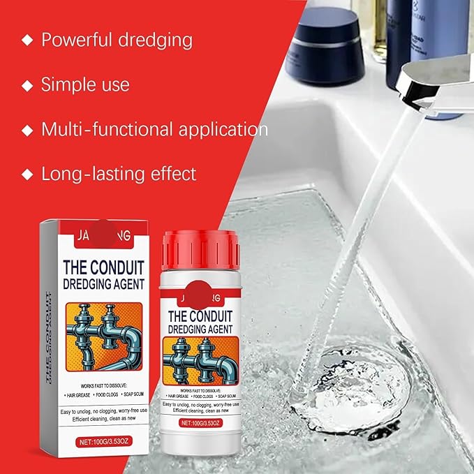 Pipe Dredge Agent - Fast-Acting Drain Cleaner for Grease Hair &amp Food Residue Eliminates Clogs &amp Odors(1PCS)