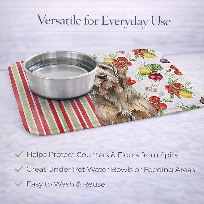 Caroline's Treasures Grizzle and Tan Otterhound Vegetables Dish Drying Mat Absorbent Dish Drying Mat Pad for Kitchen Counter Dish Drainer Mat for Countertop 14 x 21 Multicolor