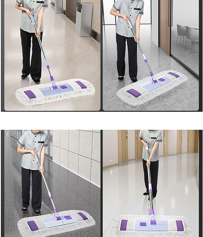 Flat Mop Floor Cleaner Innovative Efficient Dust Dirt Adsorption Flexible Head Dry Wet Mopping for Household Cleaning Stainless Steel Plastic Cotton Yarn 86 125cm
