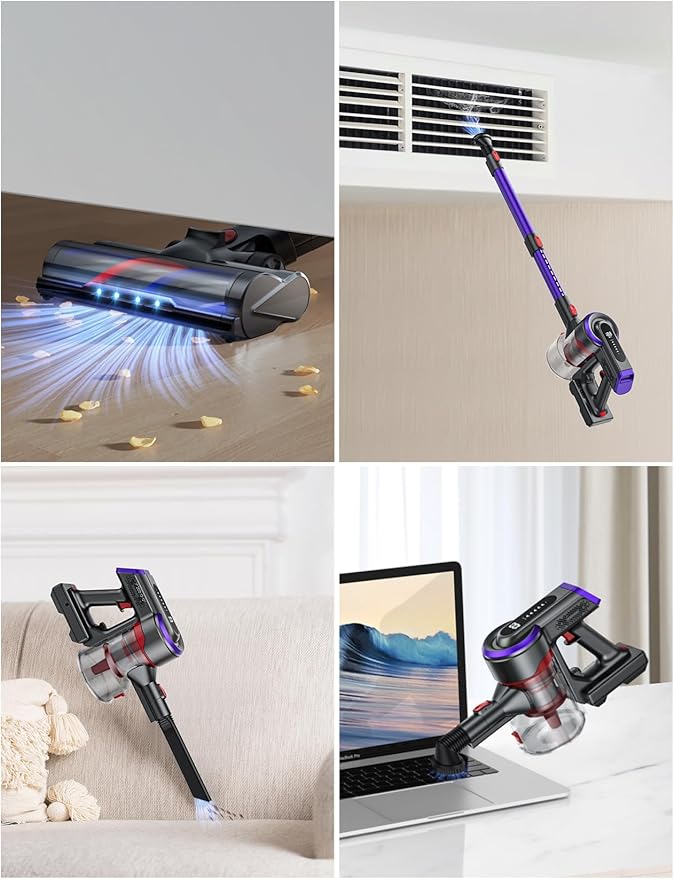 Cordless Vacuum Cleaner 550W 45Kpa Vacuum Cleaners for Home with 5 Suction Modes Vacuum Cleaner with Max 60Mins Stick Vacuum Cordless for Hardwood Floor Carpet Pet Hair