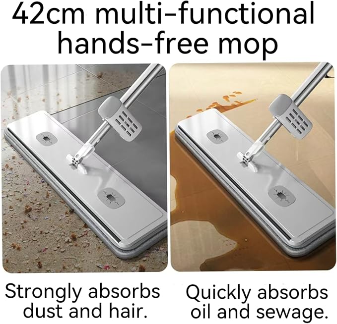 Hands Free Microfiber Flat Mop for Floor Cleaning 4 Reusable Washable Pads 61 Stainless Steel Handle Wet Dry Dust Mop for Hardwood Laminate Tile Floors