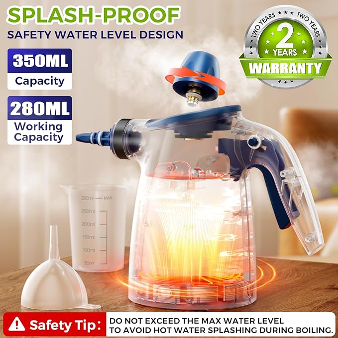 Steam Cleaner Pressurized Handheld Multi-Surface Natural Steam Cleaner with 12 PCS Accessories &amp Safety Lock 350ML Large Capacity Steamer for Car Home Upholstery Kitchen Window Grime Grea