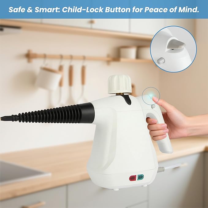 Handheld Steam Cleaner1000W Pressurized Steam Cleaner with 11 Attachments for Multi-Surface Deep Cleaning Fast-Heating &amp Continuous Steam Safe for Kitchen Bathroom Car Floors Sofa