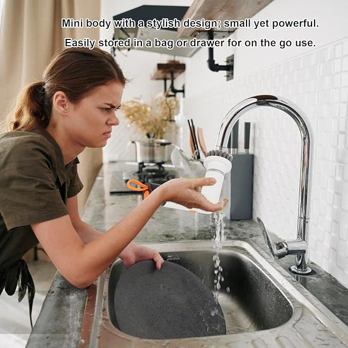TOPINCN Electric Scrubber for Bathroom 2 Speeds Cordless Power Shower Scrubber Brush Scrubber Automatic Bathroom Brush Cleaner with 4 Replaceable Heads for Tile Tub (White)