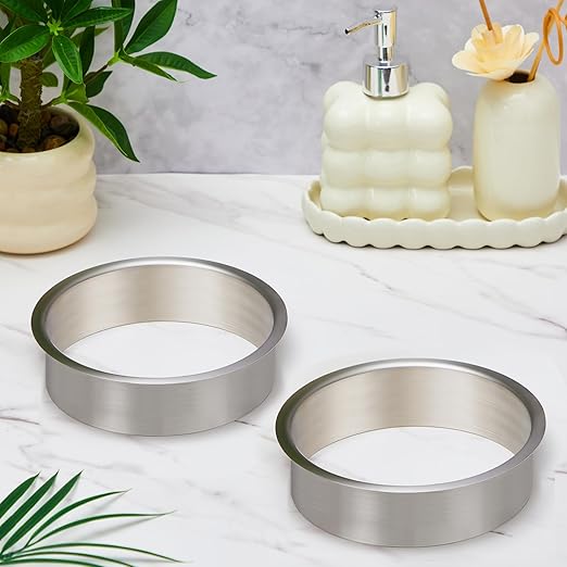 Honeydak 2 Pieces 6 (Nominal) Diameter x 2 Height 304 Polished Stainless Steel 6 x 2 Trash Grommets for Countertop Inserted Trash Kitchen Cabinet Counter Bin Ease to Install