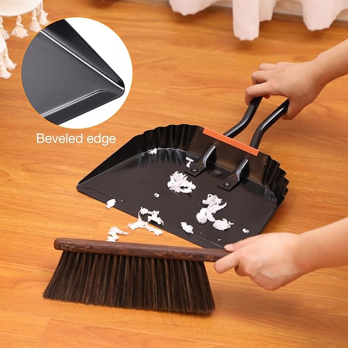 Mumufy 4 Pack Industrial Metal Dustpan 12 Heavy Duty Dust Pan with Handle Handheld Dustpan Wide Scooper Dust Debris Sweeping Tool Precision Edge Ideal for Cleaning Indoor Outdoor Surfaces(Black)