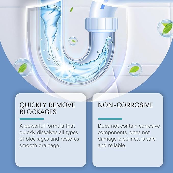 Drain Cleaner Gel - Unclog &amp Deodorize Kitchen Bathroom &amp Toilet Pipes - Dissolves Blockages Fast &amp Restores Smooth Drainage(2PCS)
