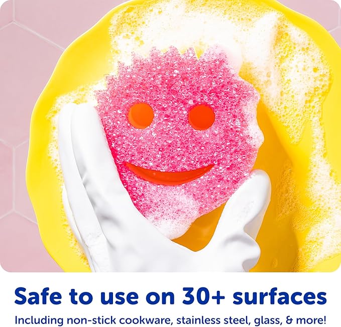 Scrub Daddy 6 Kitchen Sponges &amp 1 Daddy Caddy Dish Sponge Holder - BPA Free &amp Made with Polymer Foam - Stain &amp Odor Resistant Scratch-Free Multipurpose Scrubbers